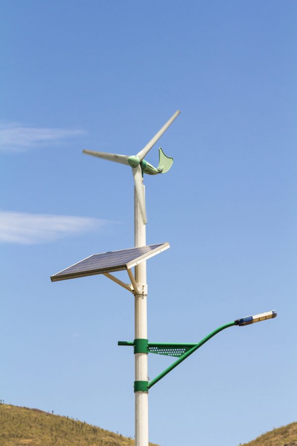 Street lamp post with solar panel and wind turbine ,China